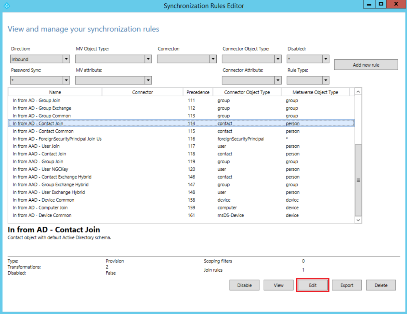 Synchronization Rules Editor